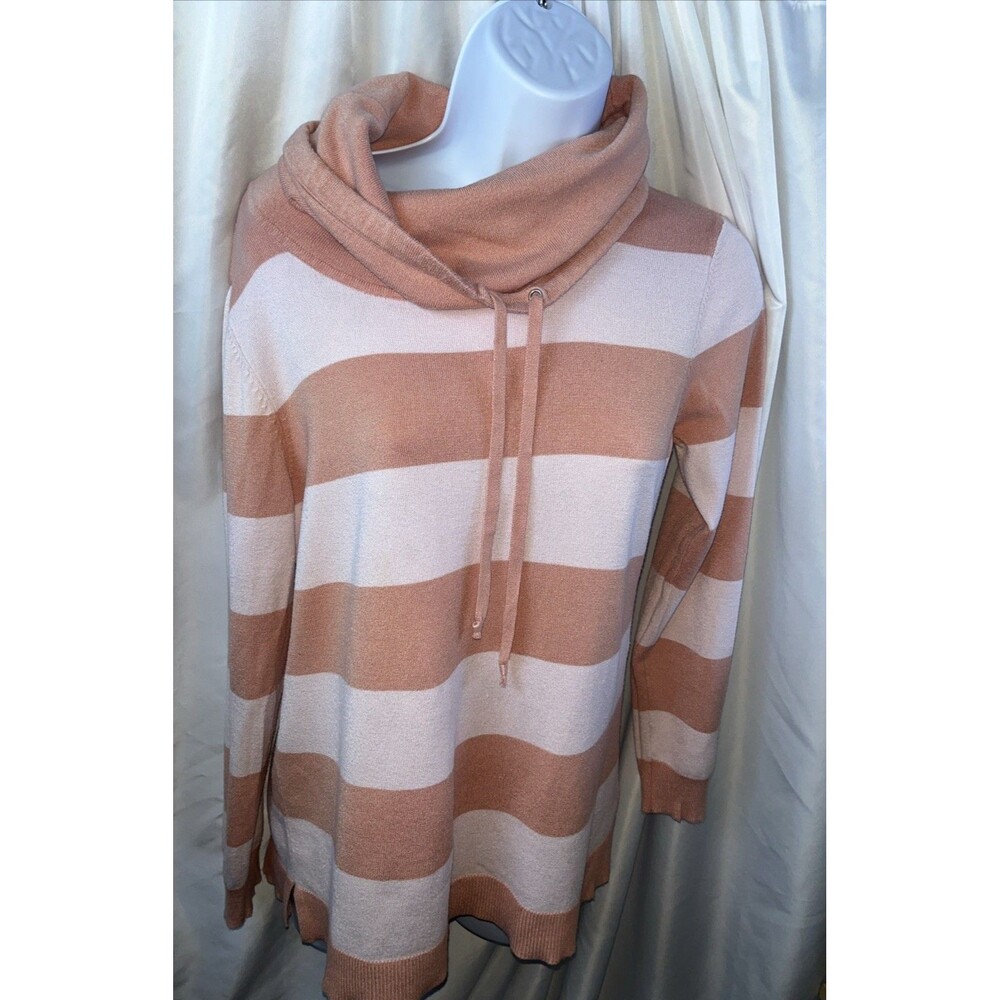 Christopher & Banks Women’s Striped Cowl Neck Sweater Size S Cozy Femenine Fall